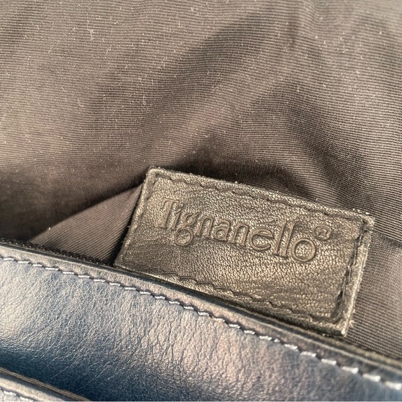Tignanello Classic Saddlebag Navy Leather Handbag Shoulder Bag pre-owned - Picture 5 of 13